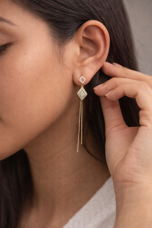 Zircon Tassel Earrings