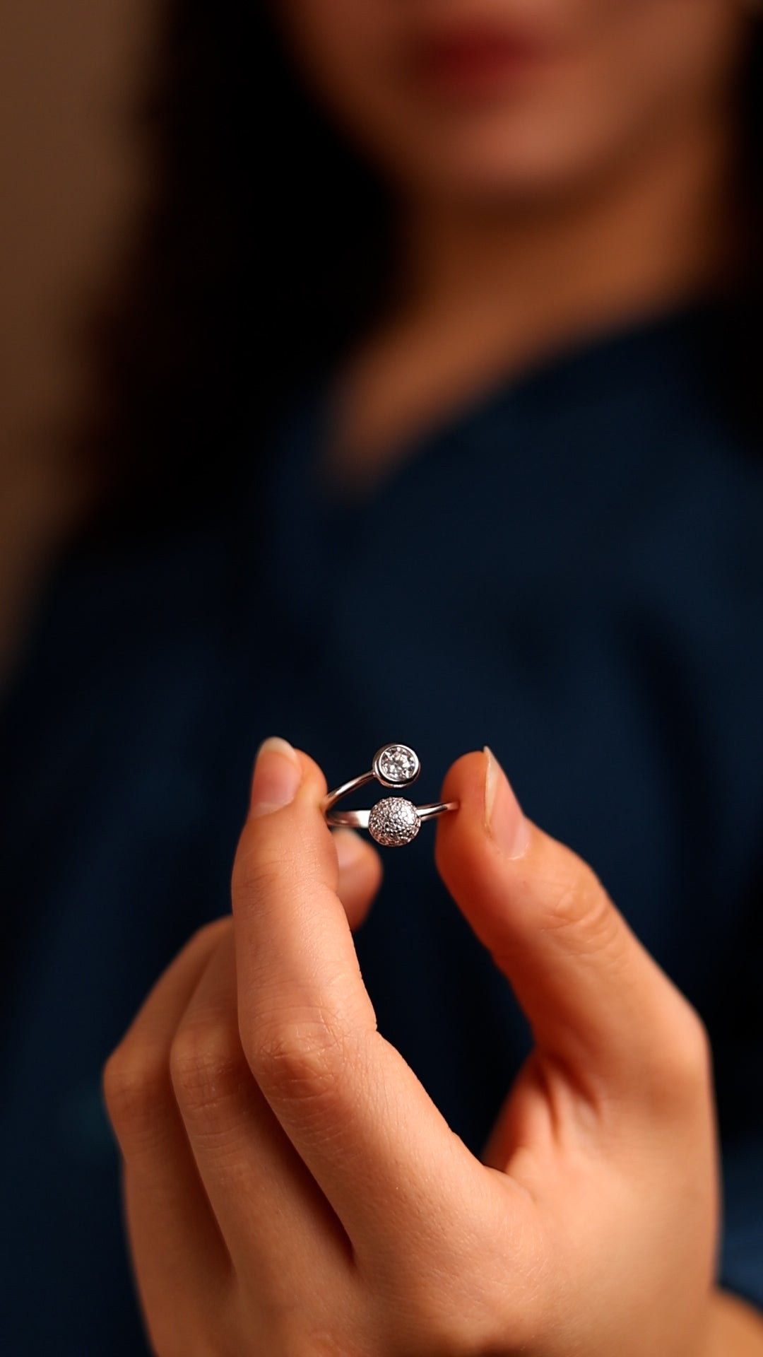 Silver Open Diamond Ring
