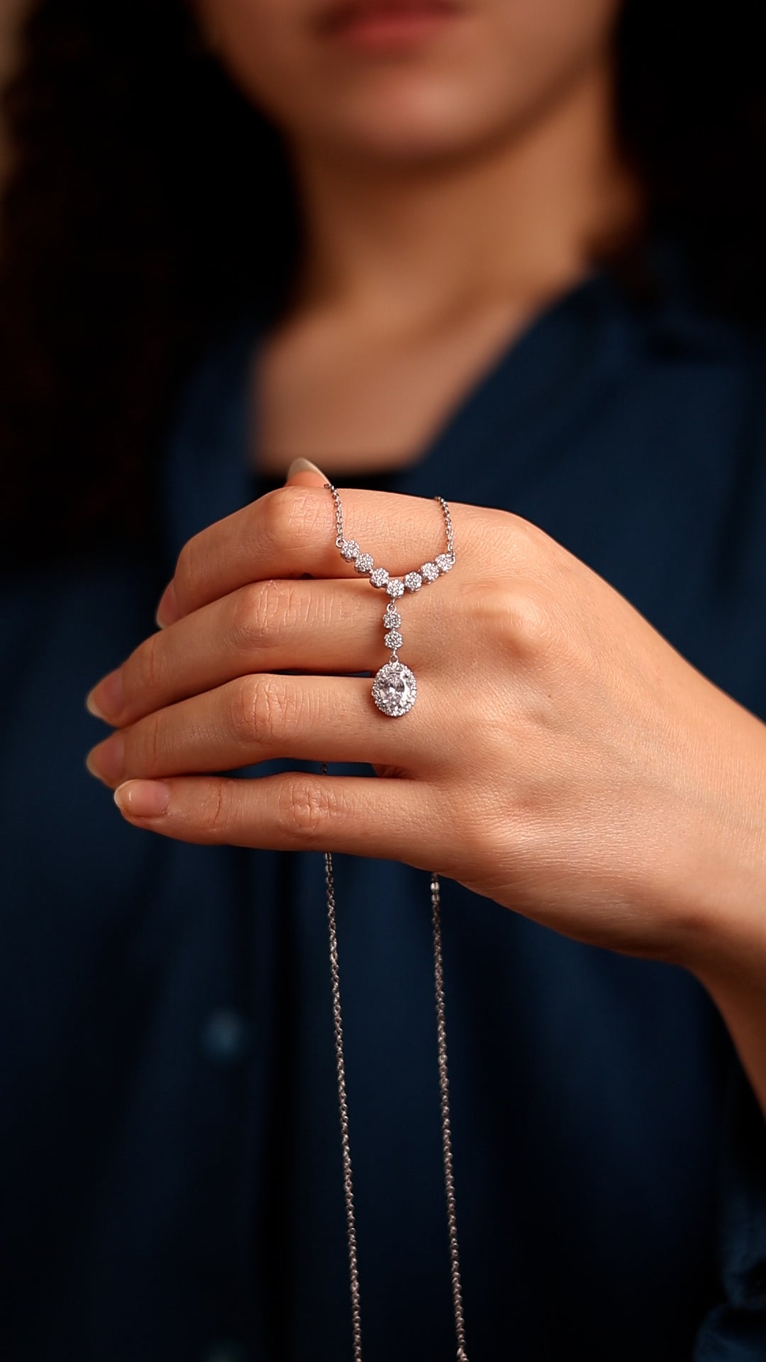 Luminous Drop Lariat Necklace